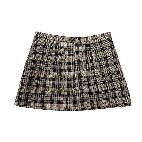 Reformation Black & Beige Quilted Plaid Mini Skirt - Size M - Picture 2 of 4